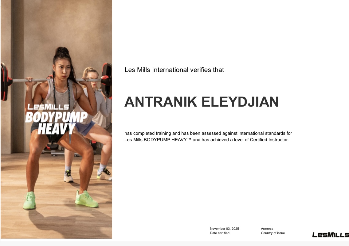 LM BodyPump Heavy Certificate